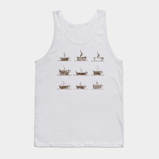 Set of Coffee and Tea Cup Sketchy Drawing Tank Top